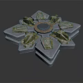 Star Shaped Gray Decorative Plates With Central Circular Part And Green Details