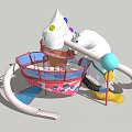 Colorful Playground Equipment With Ice Cream Cone Top Slide Circular Platform And Balls