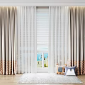 Elegant Modern Curtains In Living Room Interior With Sheer Panels Natural Light And Plants