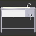Stainless Steel Food Serving Station With Multiple Compartments And Storage Cabinet