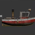 Small Red And White Boat With Chimney Ladder And Orange Lifebuoy