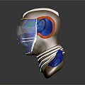 Fantasy Creature Sculpture With Blue Face Cat Ears Colorful Neck Rings And Reflective Base