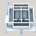 Industrial Equipment Internal Structure With Pipes Blue Components And Multi Layer Design
