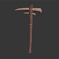 Primitive Ancient Weapon With Long Wooden Shaft And Bone Head Structure Design 3d model