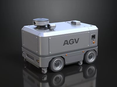 Automated Industrial AGV For Material Handling With Top Equipment And Wheels 3d model