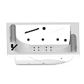 Square White Bathtub With Non slip Pads Built in Handles And Drainage Holes
