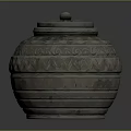 Ancient Carved Pottery Jar With Lid And Intricate Floral Patterns 3d model