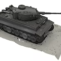 Black Military Model Tank With Turret Gun Barrel On Gray Surface With Water Droplets 3d model