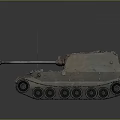 Military Tank with Long Barrel Tracks and Armored Body in Camouflage Paint