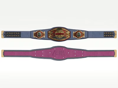 Blue And Purple Championship Belts With Decorative Emblems And Stylish Design 3d model