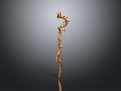 Golden Dragon Sculpture In Twisted Shape With Vertical Placement And Dark Background 3d model