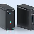 Black Desktop Computer Towers Featuring Front Panel USB Ports LED Indicators And Cooling Vents 3d model