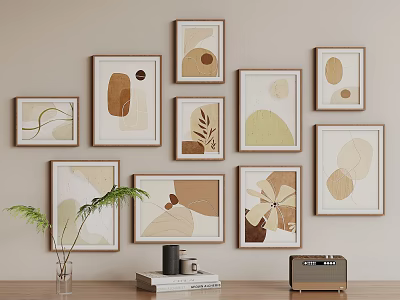 Abstract Paintings For Living Room Wall Decor In Neutral Tones 3d model