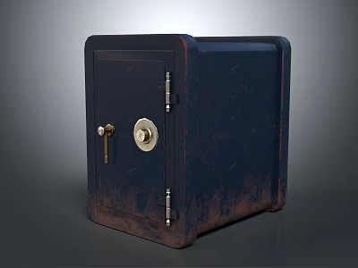 Commercial Safe With Secure Lock Dark Blue Exterior And Rustic Design For Business Security 3d model