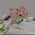 3D Typography Design With Floral Decorations Butterflies And Cartoon Elements