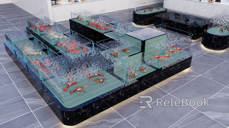 Large restaurant seafood hotel renderings model