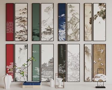 New Chinese Hanging Paintings 3d model