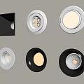 Modern Recessed Downlights and Spotlights with Various Black White Frames 3d model