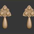 Elegant Golden Flower Shaped Stud Earrings With Gemstone For Fashion Accessories