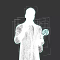 Game And Movie Character In Suit With Bow Tie Holding Trophy On Dark Background
