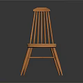 Classic Wooden Chair With Slat Back Design And Curved Seat Structure
