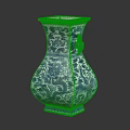 Traditional Chinese Blue and White Ceramic Vase With Dragon Pattern Double Ears Hexagonal Base 3d model