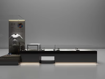 Modern Glass Display Shelves With LED Lighting And Retail Showcase Design For Clothing 3d model