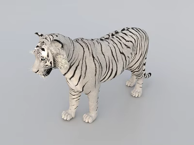 White Reptile 3D Model With Black Stripes On Plain Background Standing Pose 3d model