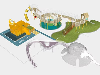 Children's Play Area With Slide Climbing Structure And Interactive Lawn Design 3d model