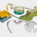 Children's Play Area With Slide Climbing Structure And Interactive Lawn Design