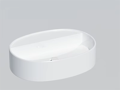 White Oval Shaped Modern Washbasin with Sleek Design for Bathroom Countertop 3d model