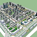 Urban City Planning Aerial View With High Rise Buildings Road Networks And Green Spaces