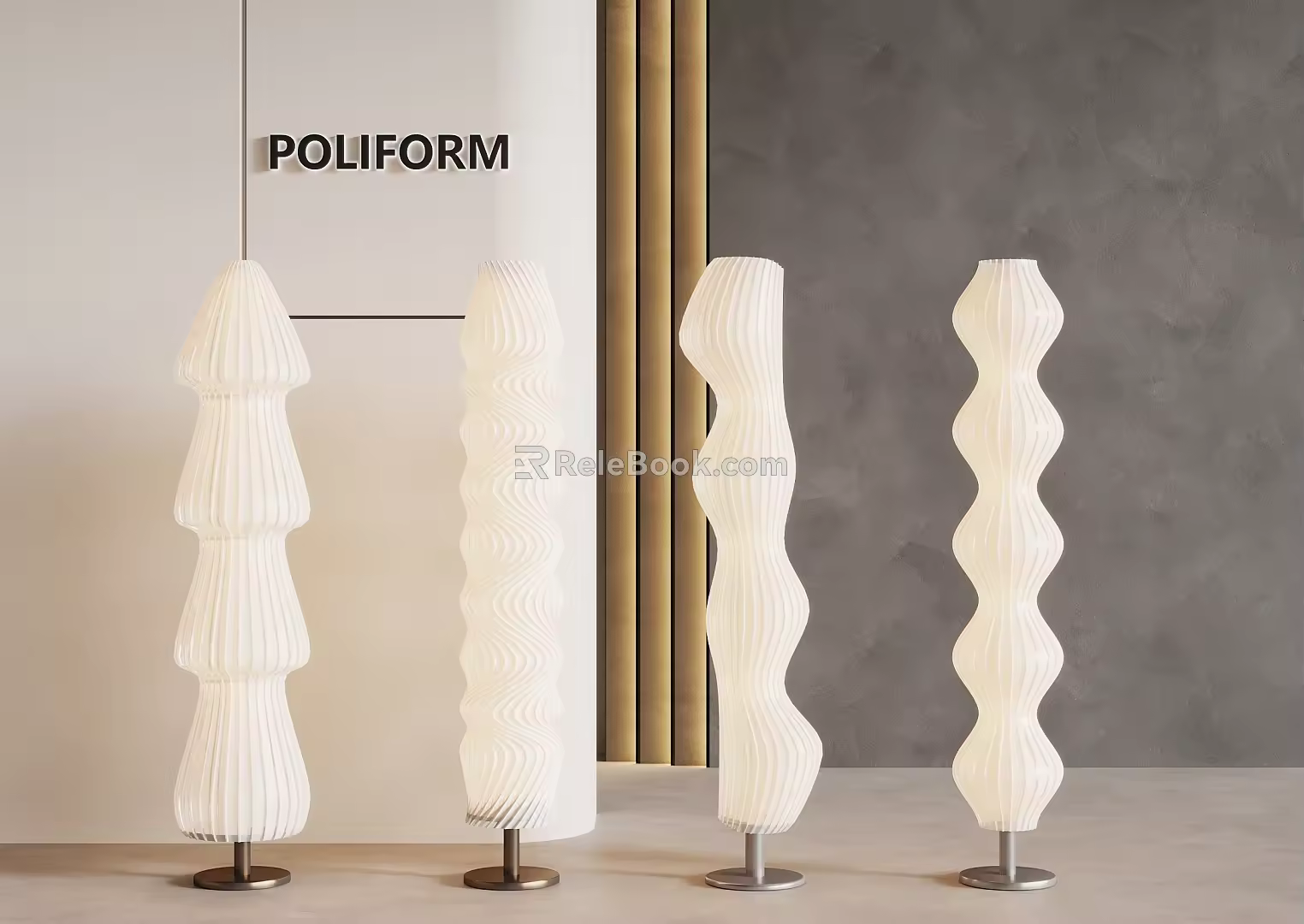 Cream wind floor lamp 3d model