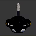 Cute Cartoon Black Cat With Big Blue Eyes White Ears Yellow Scarf And Black Bags