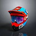 Red Blue Tactical Weapon Helmet with Visor and Number 20 Design Feature