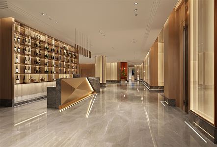 Modern Hotel Away Hotel Lobby 3d model