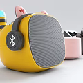 Cute Yellow Cartoon Headphone Speaker with Bluetooth Wireless Design and Pink Black Color Variants