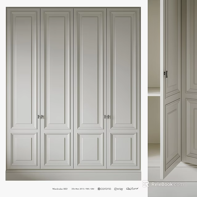 White Modern Dresser Cabinet With Multiple Doors And Ample Storage Space 3d model