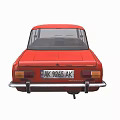 Classic Red Sedan Car With Vintage Body Design And Chrome Wheels Rear View