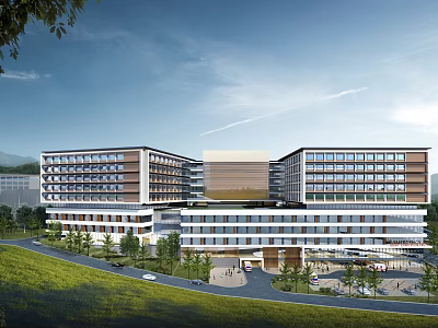 Modern Multi Story School Buildings With Connected Structures And Green Campus Landscape 3d model