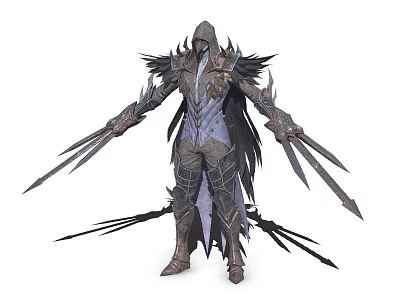Mythical Character Design With Creature Inspired Spiked Armor Wings And Claws 3d model
