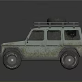Rusty Off Road Vehicle With Roof Rack Spare Tire And Metal Grille Windows