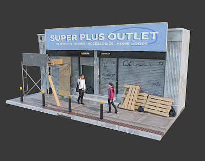 SUPER PLUS OUTLET Mall Retail Store Offering Clothing Shoes Accessories Home Goods 3d model