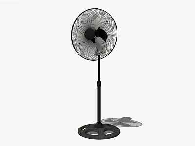 Black Pedestal Air Cooler Fan With Stable Base And Rotating Blades 3d model