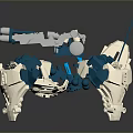 Futuristic Mechanical Spider Character 3D Model With Blue White Articulated Legs And Parts
