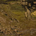 Natural Cave Terrain With Rugged Stone Walls Rocks Dirt And Arched Structure