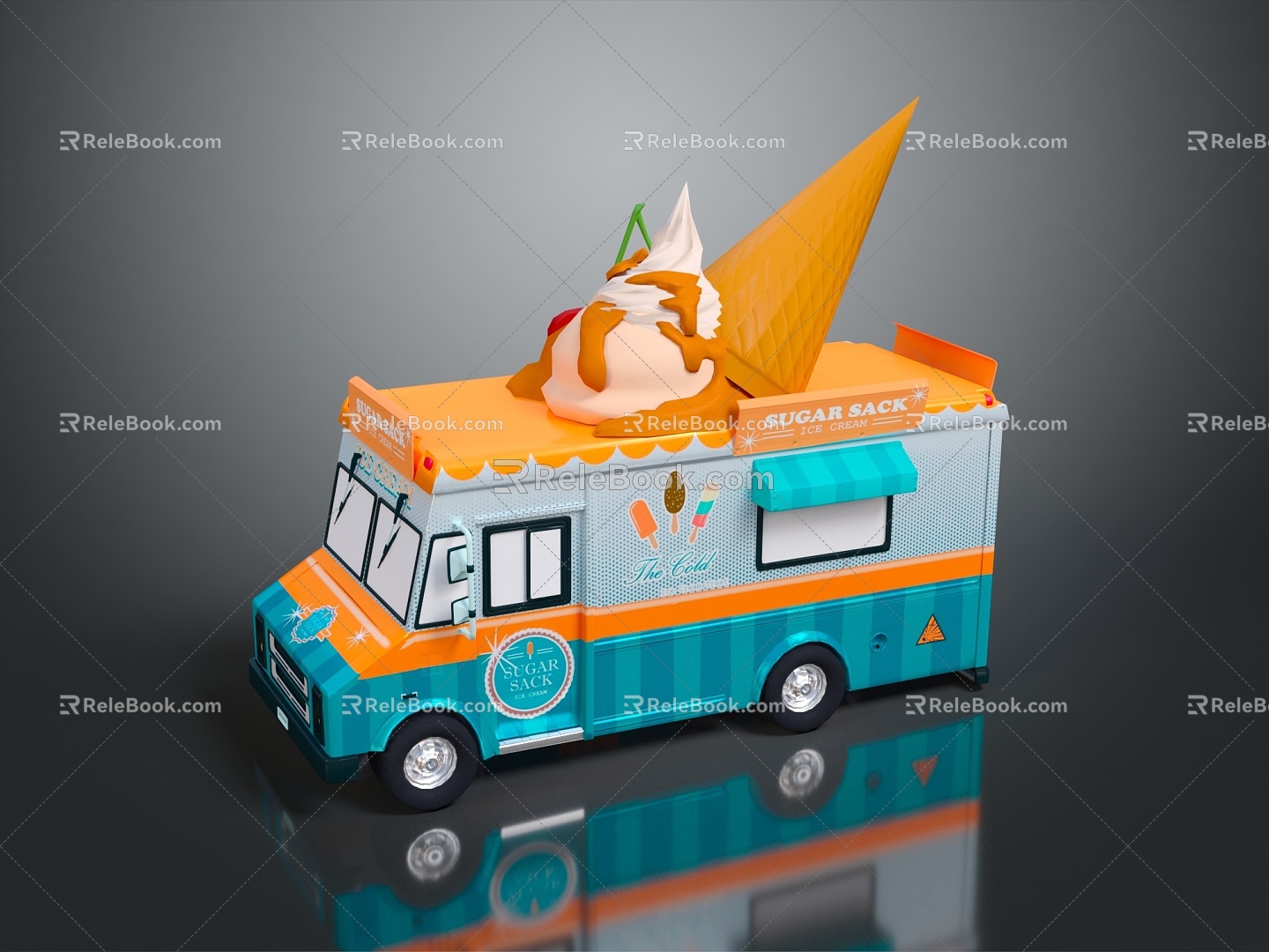 Modern vending truck food truck ice cream truck food vending truck mobile food truck 3d model