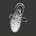 Fashionable High Top White Basketball Sneakers With Black Trim And Red Rubber Sole
