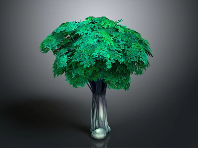 Lush Green Decorative Tree With Dark Textured Trunk And Foliage 3d model