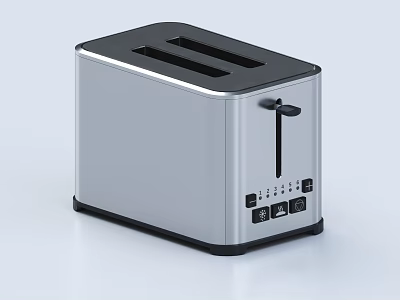 Stainless Steel Two Slice Toaster Modern Kitchen Appliance With Control Panel Buttons And Knobs 3d model